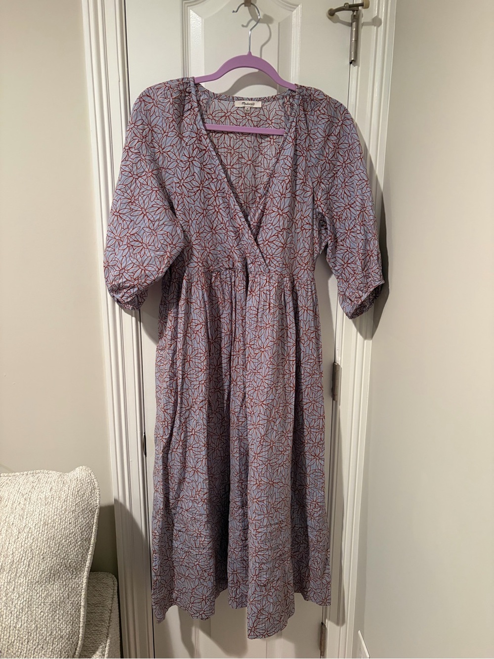 Madewell Midi Dress with Rust Floral Print